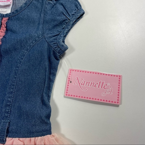 NWT Nannette chambray dress with multi layer glitter tulle Size 3T - Picture 2 of 7